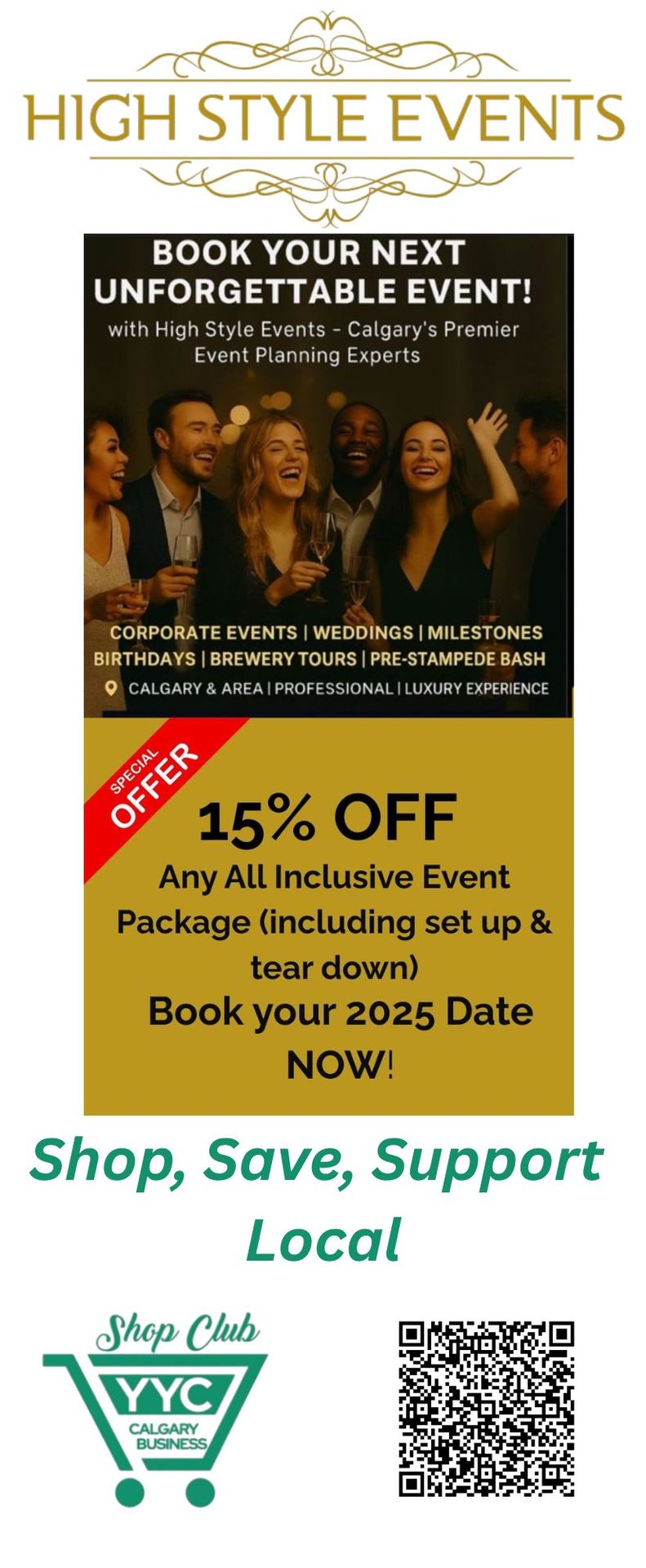 15% off Any Full Event Package